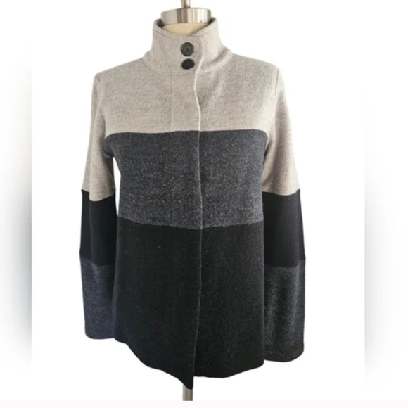 KARL LAGERFELD Gray Colorblock Wool Jacket  Size Small - Picture 1 of 16